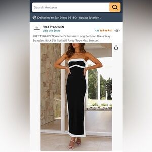 Nwt pretty garden long black white dress